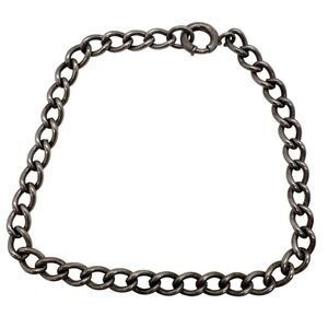 Vintage‎ Sterling Silver Curb Link Charm Bracelet 7 Inch 7.89g Spring Ring Clasp